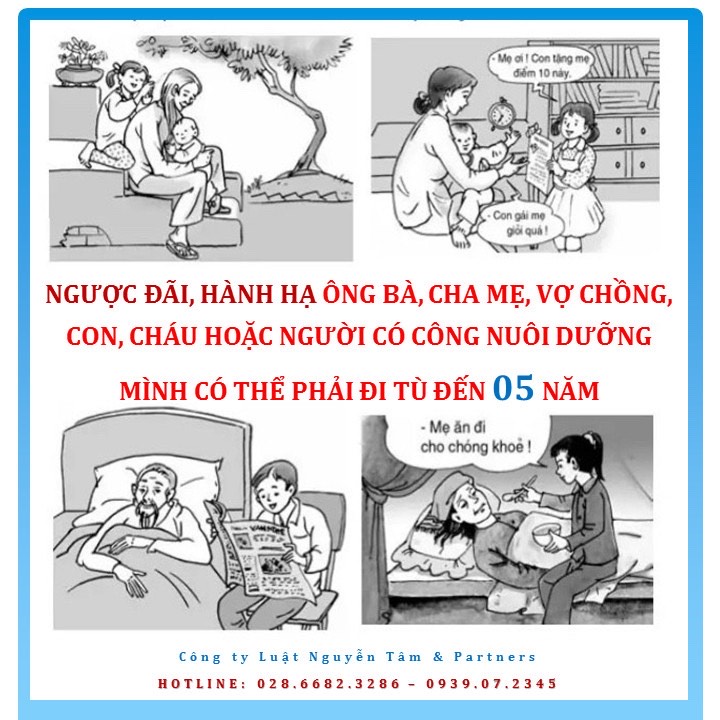 Ngược đãi, hành hạ ông bà, cha mẹ, vợ chồng, con, cháu hoặc người có công nuôi dưỡng mình có thể phải đi tù đến 05 năm